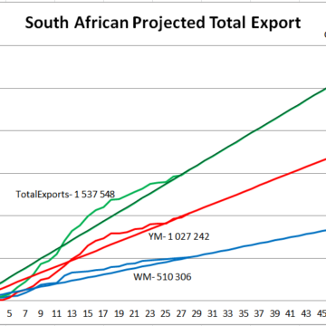 South African projected total maize export week 28/52.